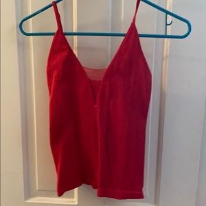 ribbed tank with mesh vneck